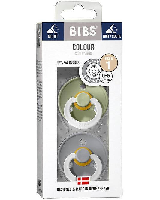 Set di 2 Ciucci Colour Notte - Salvia & Grigio - Size 2 (6 - 18 mesi)