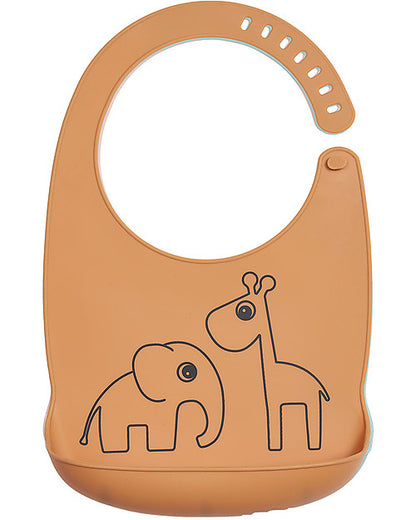 Bavaglino Impermeabile con Tasca Deer Friends, Mostarda - 100% silicone alimentare