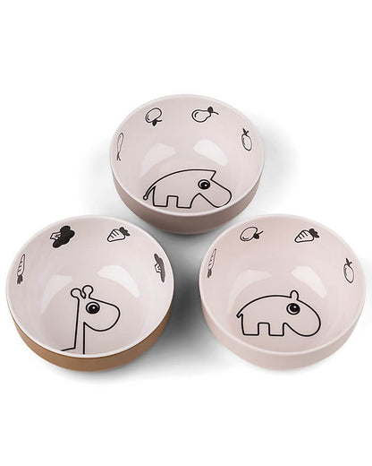 Set di 3 Mini Ciotole Yummy - Deer Friends - Rosa Cipria